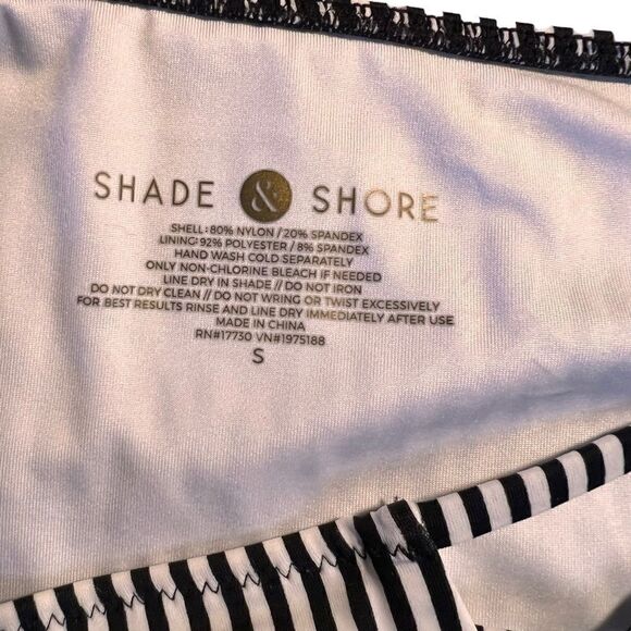 Shade & Shore black and white stripe high waisted bikini set 34D S ** - Picture 8 of 8